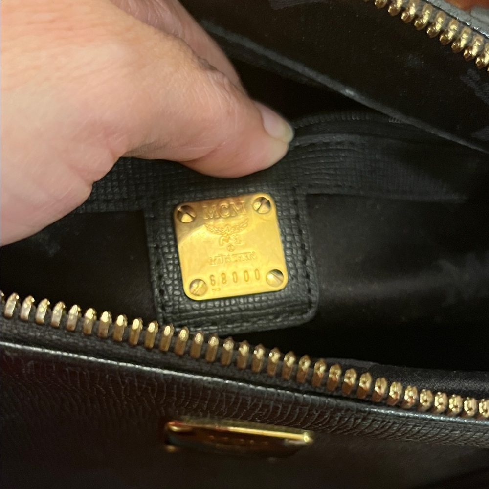 MCM Black Satchel with Gold Accents Luxury Medium size - Picture 7 of 9
